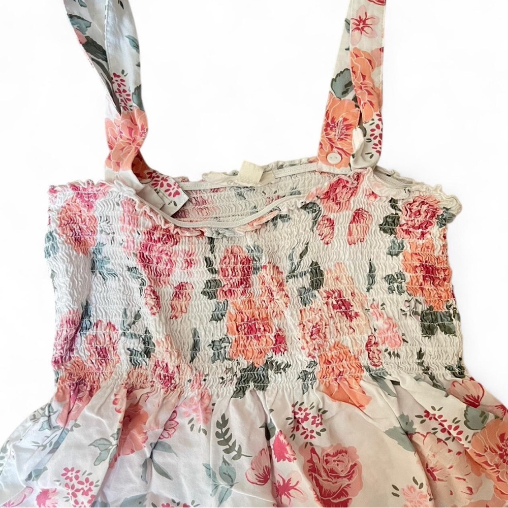 Garage Pink and Cream Floral Smocked Tank Top